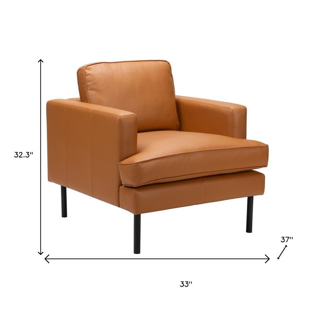 33" Faux Leather Track Arm Armchair