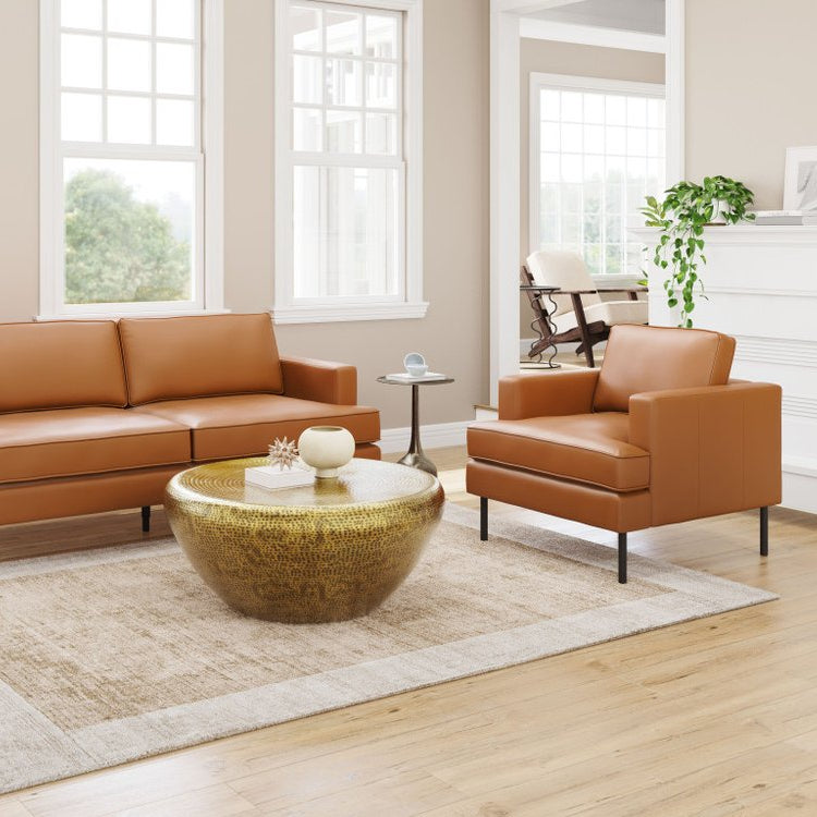 33" Faux Leather Track Arm Armchair