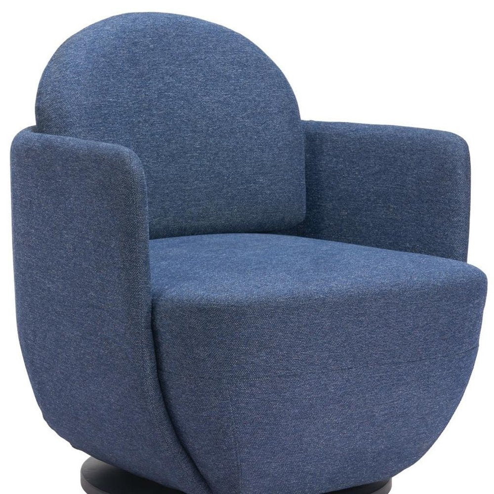 29" Blue Modern Swivel Barrel Chair