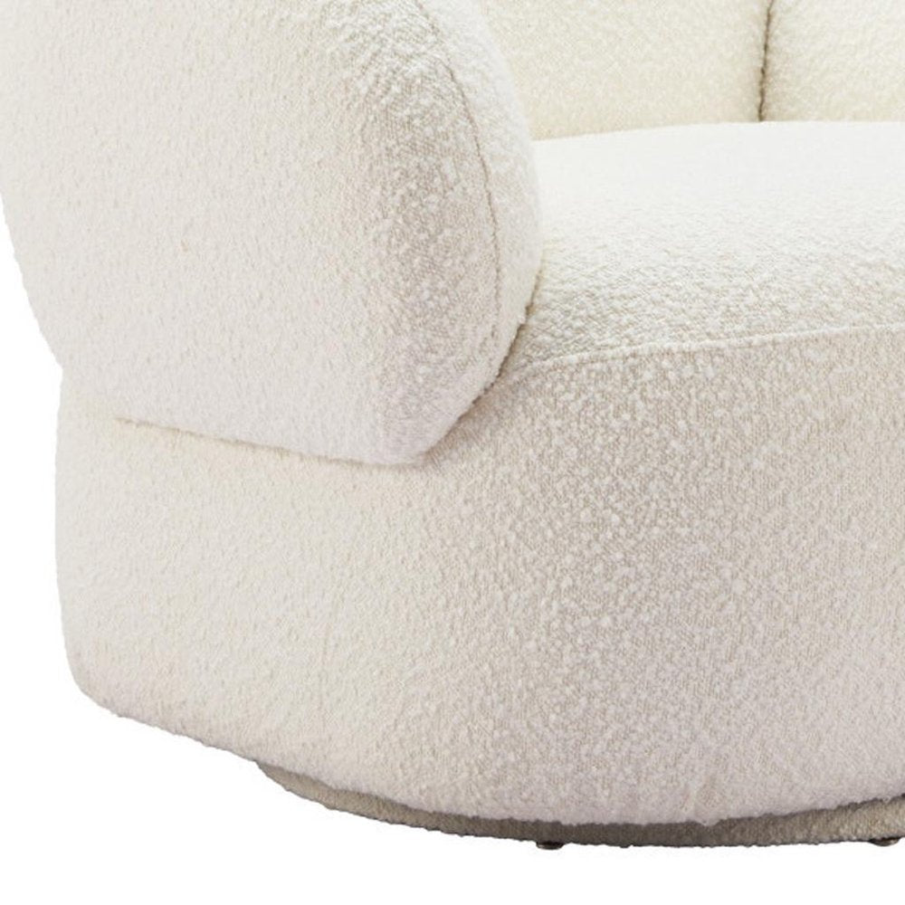 35" White Flared Arm Modern Swivel chair
