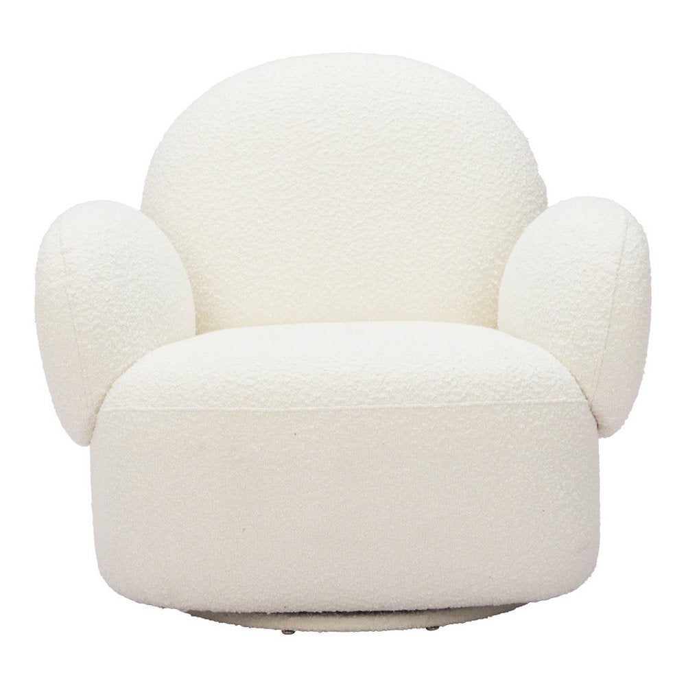 35" White Flared Arm Modern Swivel chair