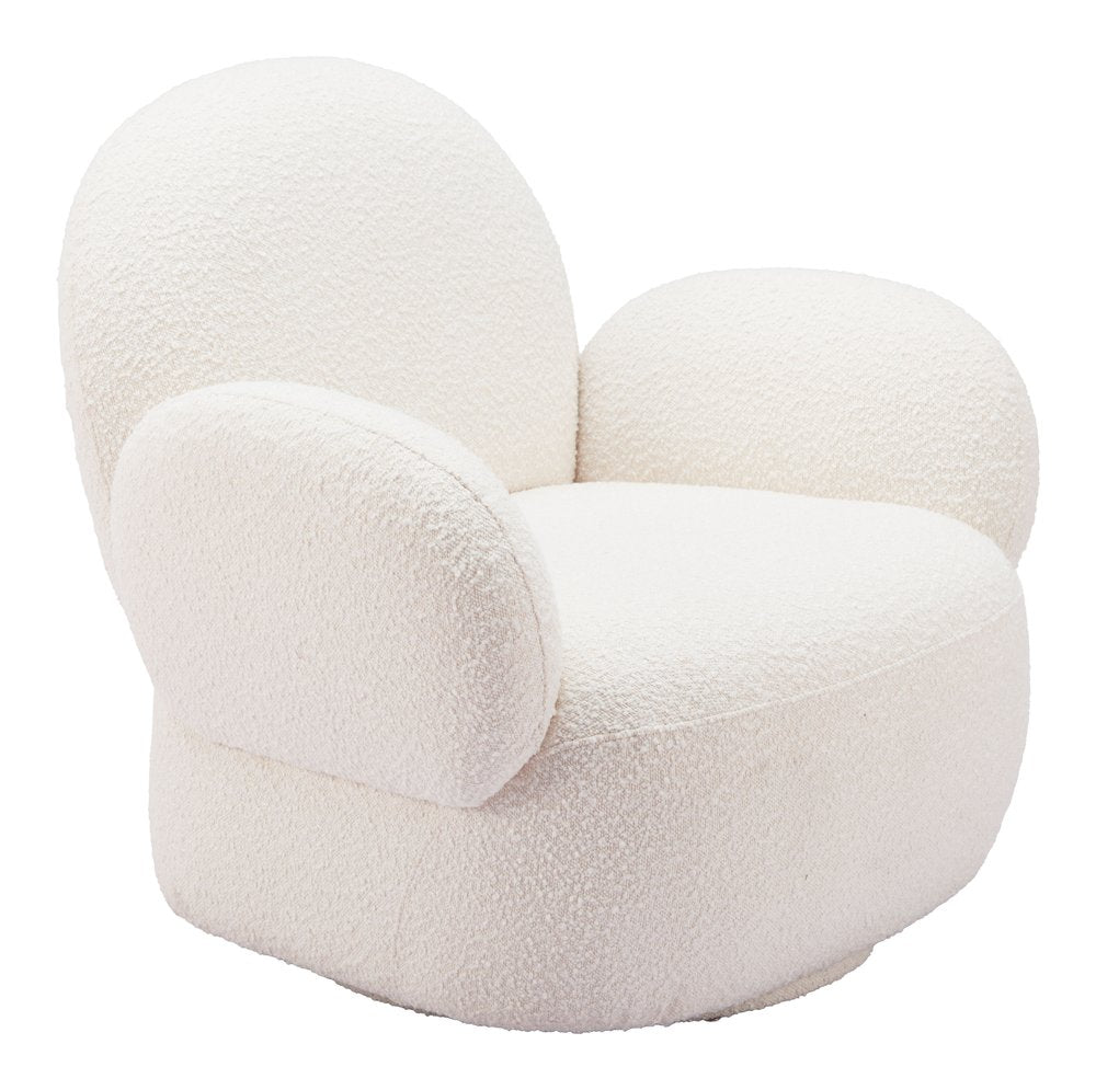 35" White Flared Arm Modern Swivel chair