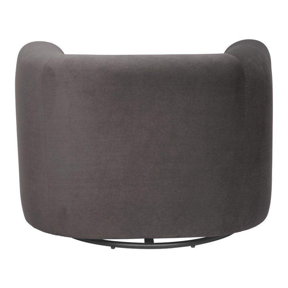 35" Gray Modern Swivel Barrel Chair