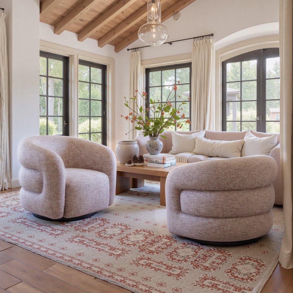 33" Pink Refine Swivel Barrel Chair