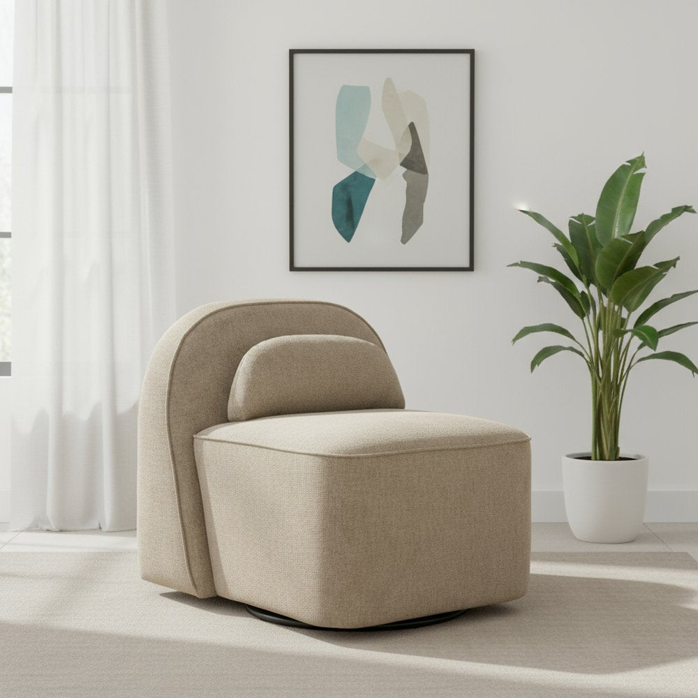 32" Brown Arch Swivel Side Chair