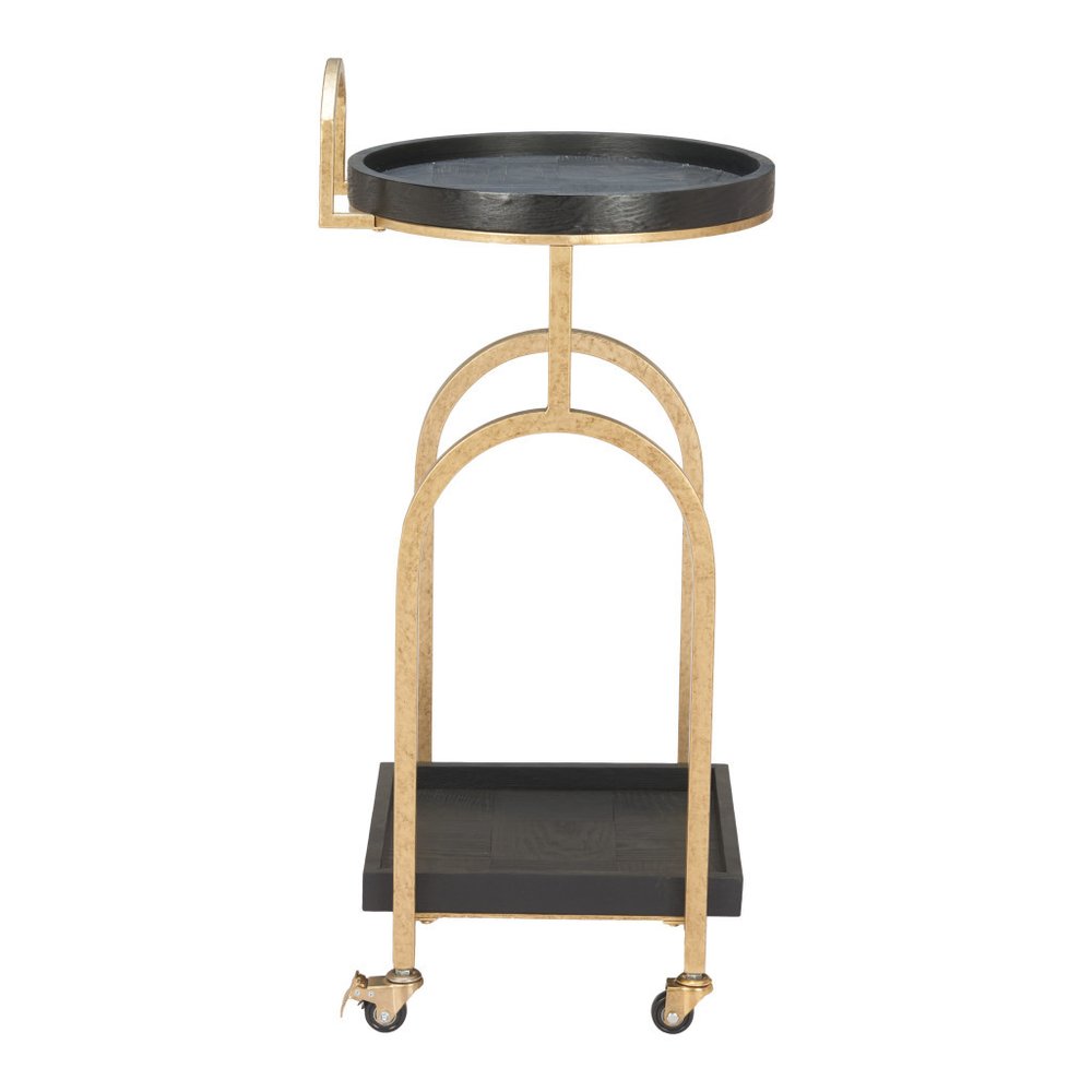 17" Black and Brass Arch Rolling Bar Cart