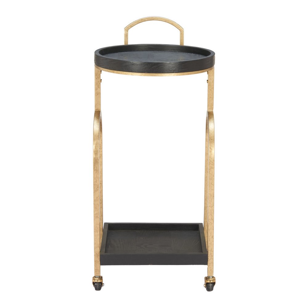 17" Black and Brass Arch Rolling Bar Cart
