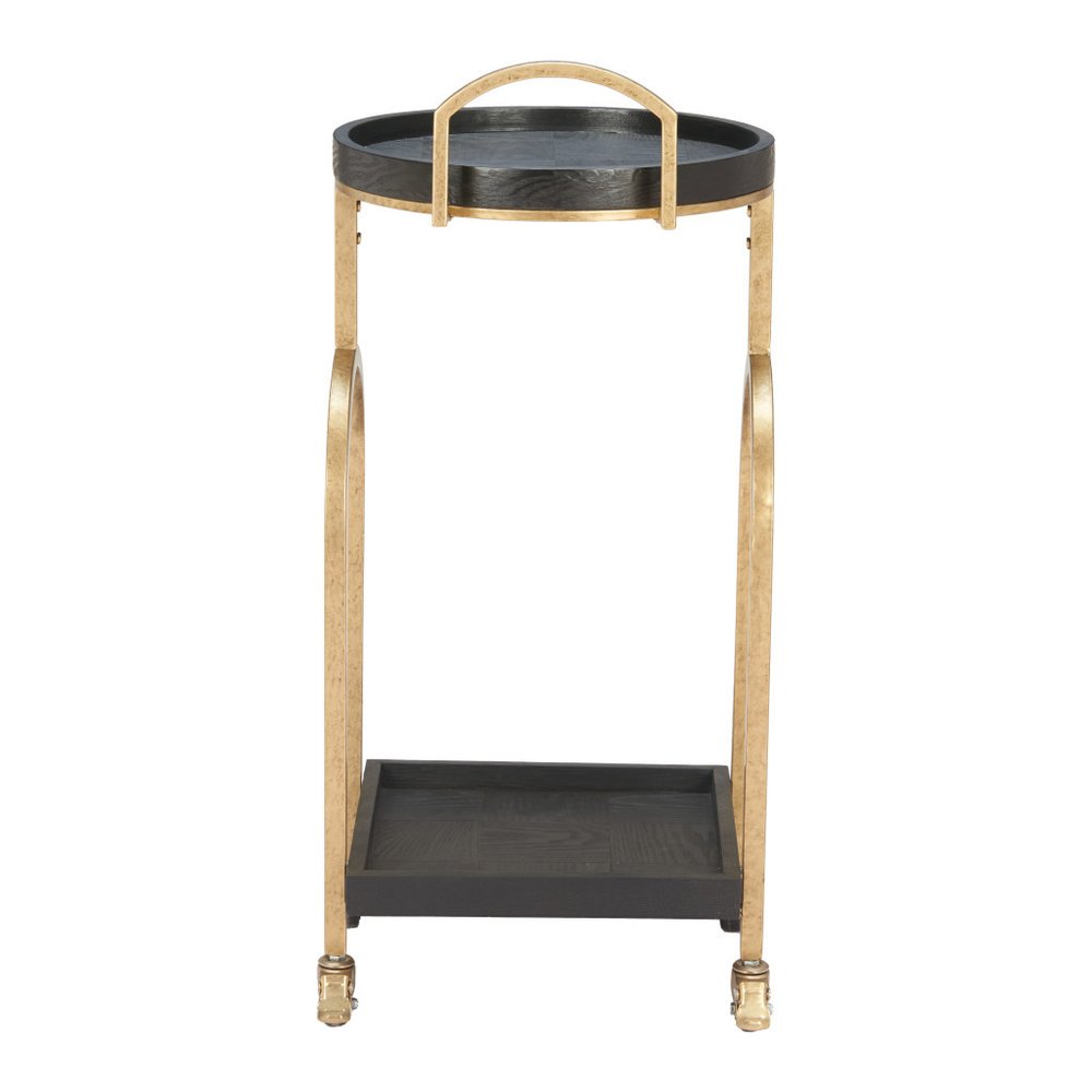 17" Black and Brass Arch Rolling Bar Cart