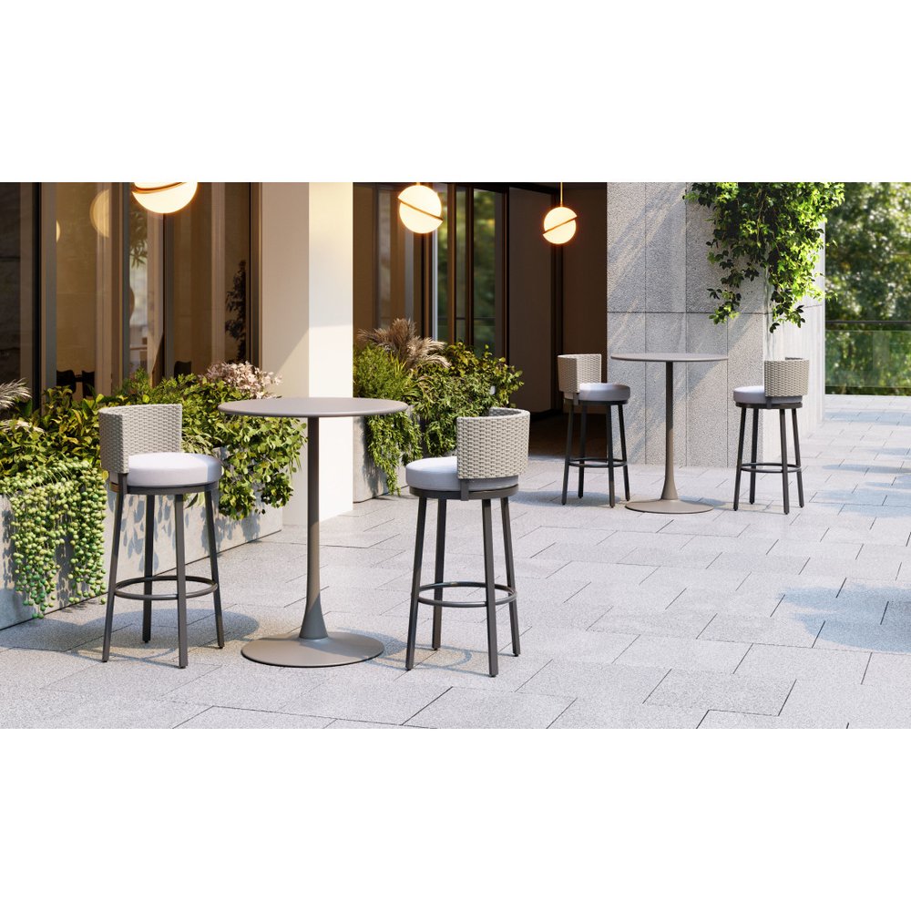 39" Beige Natural Rattan Swivel Bar Chair