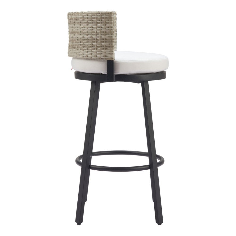 39" Beige Natural Rattan Swivel Bar Chair