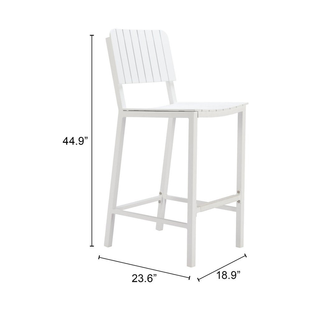 45" White Metal Outdoor Bar Chair