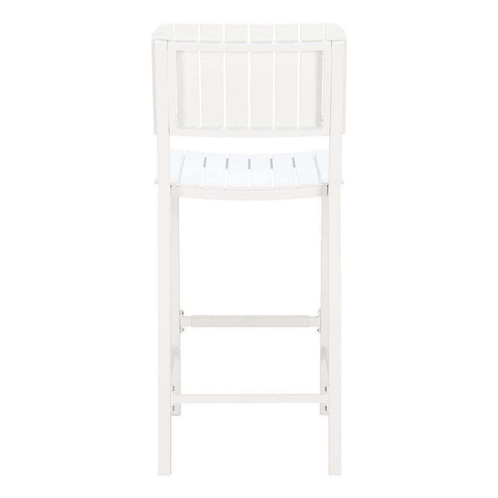 45" White Metal Outdoor Bar Chair