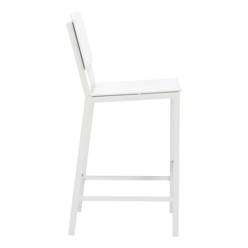 45" White Metal Outdoor Bar Chair