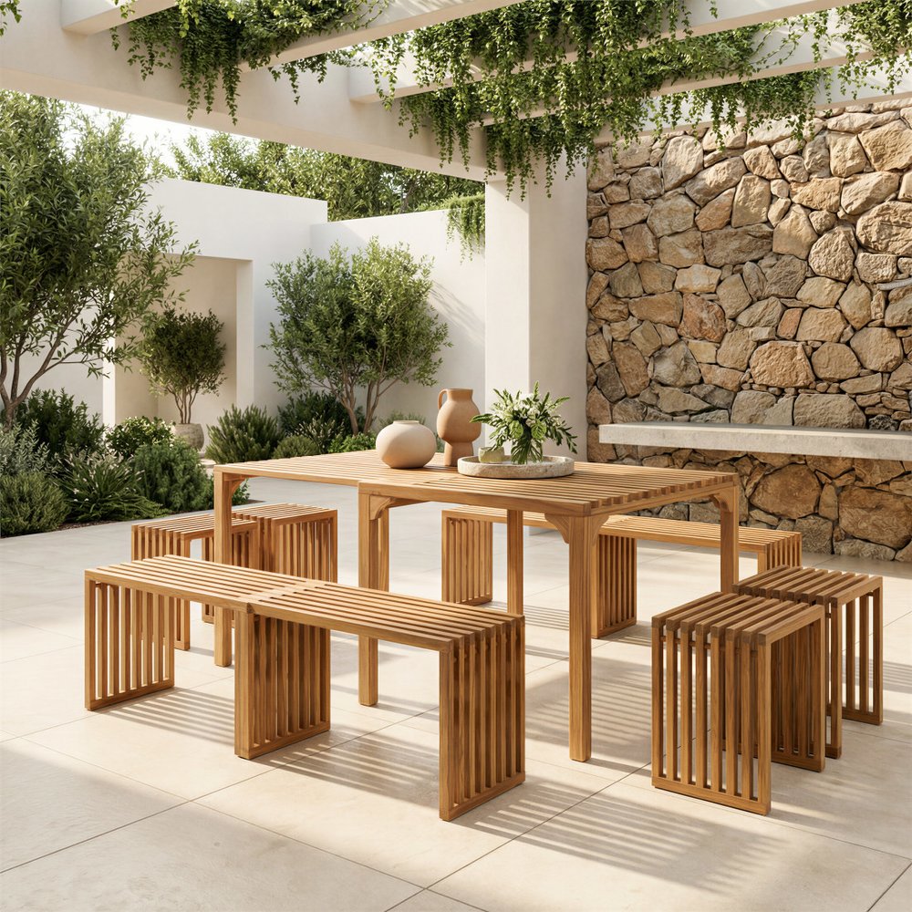54" Acacia Wood Modular Patio Bench