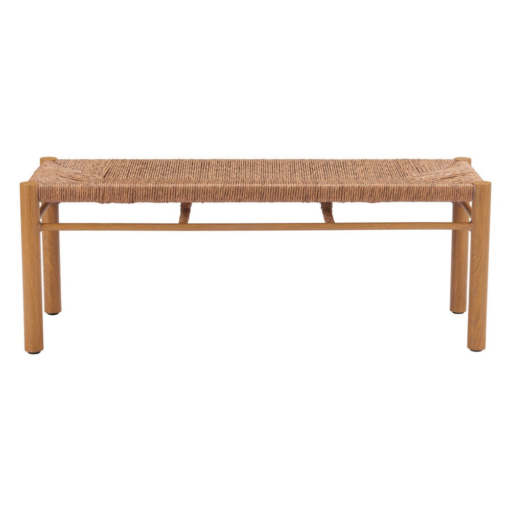 48" Black Metal And Faux Rattan Garden Patio Bench