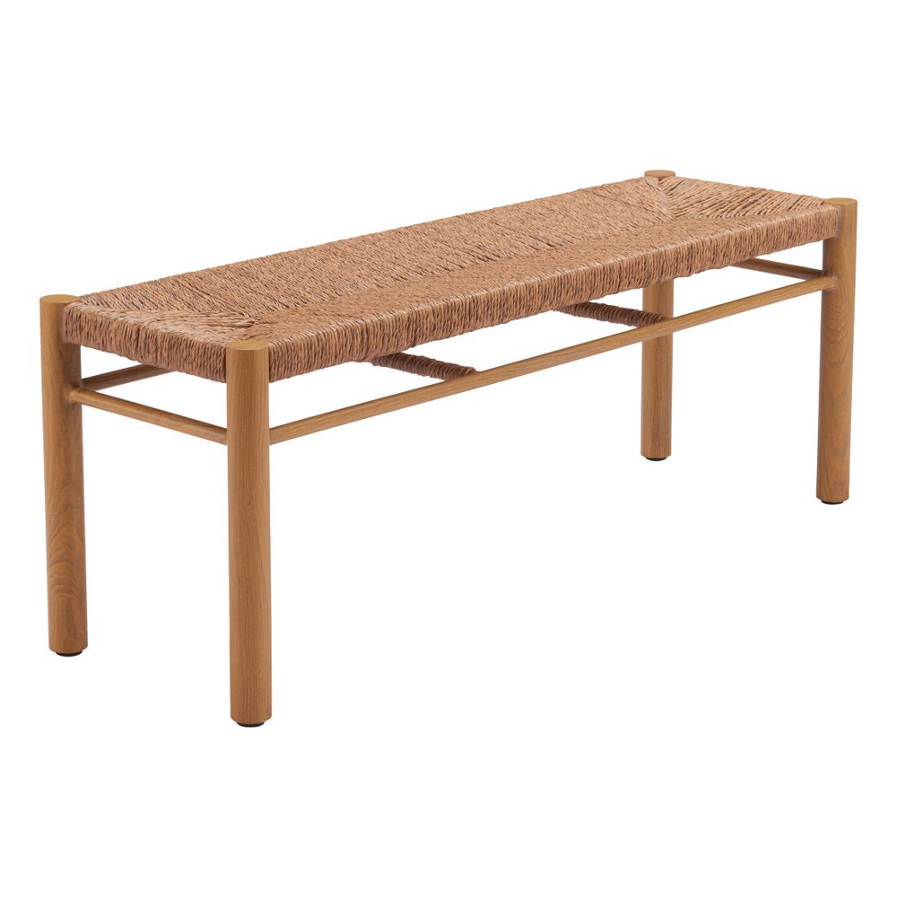 48" Black Metal And Faux Rattan Garden Patio Bench