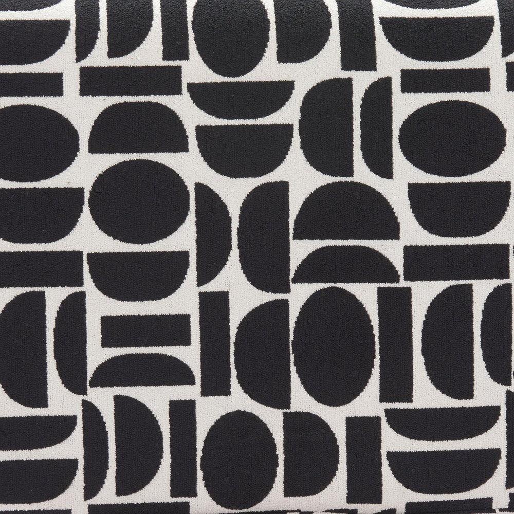 49" White and Black Abstract Pedestal Bench