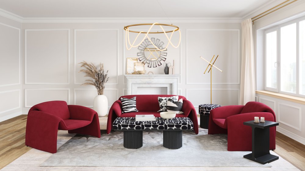 49" White and Black Abstract Pedestal Bench