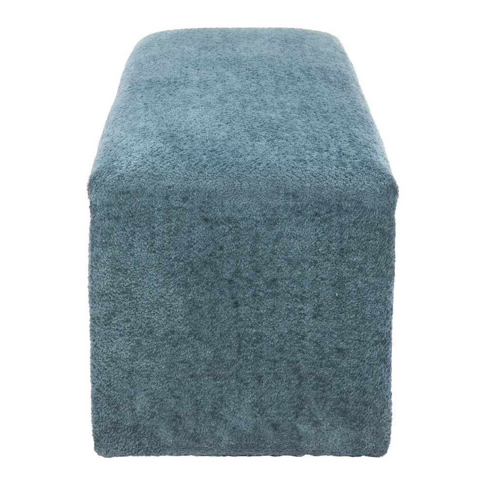 56" Blue and Brown Wood Outline Bench