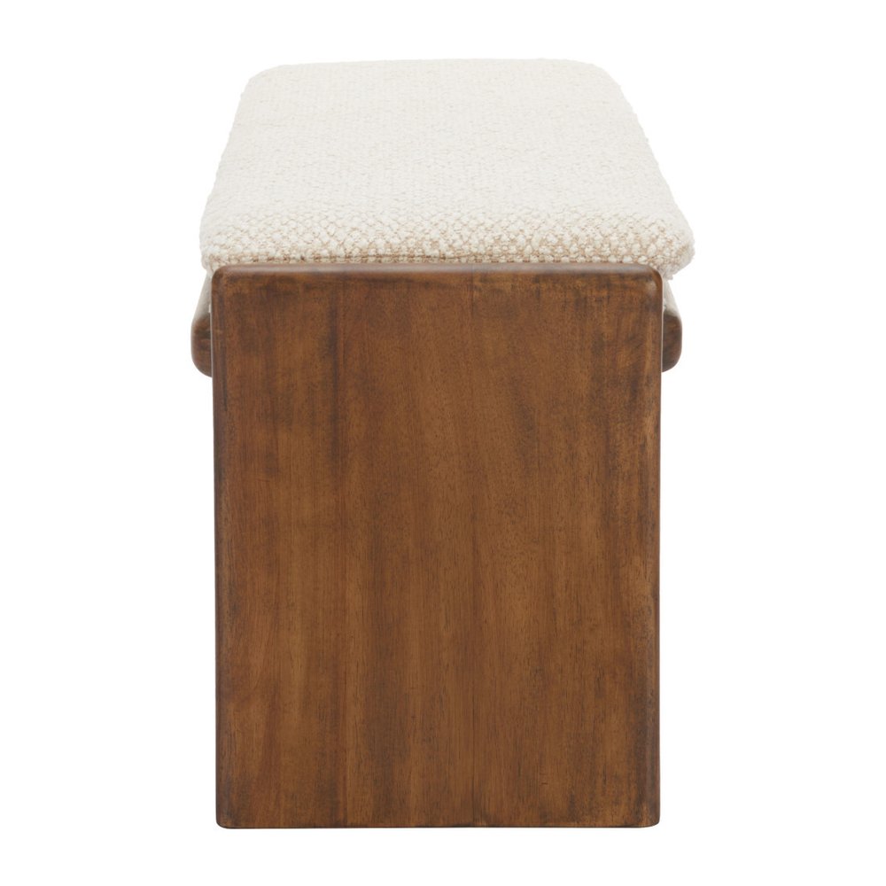 48" Beige and Brown Curved Scandinavian Bench