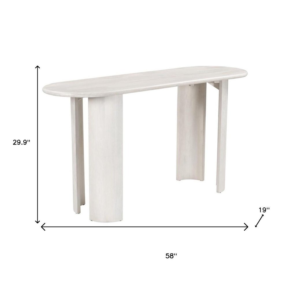 58" White Oval Wood Console Table