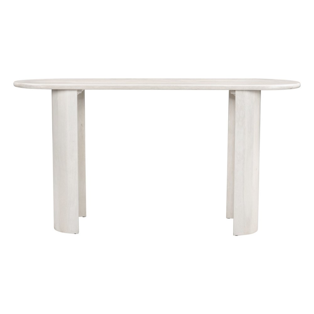 58" White Oval Wood Console Table