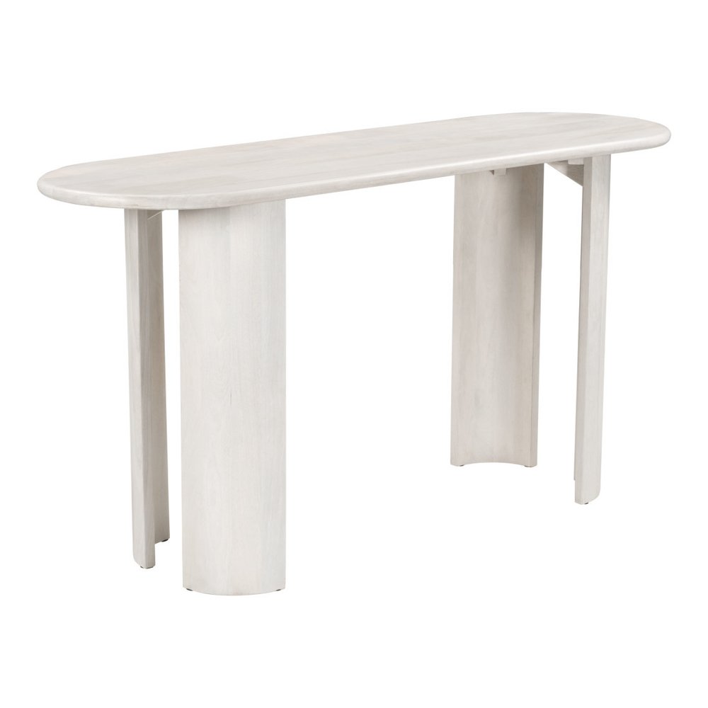 58" White Oval Wood Console Table