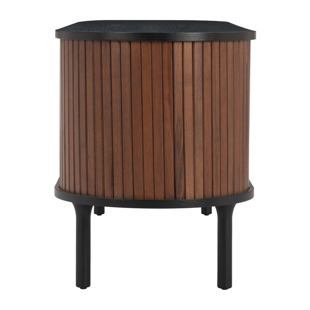 60" Brown and Black Fluted Wood Oval Sideboard