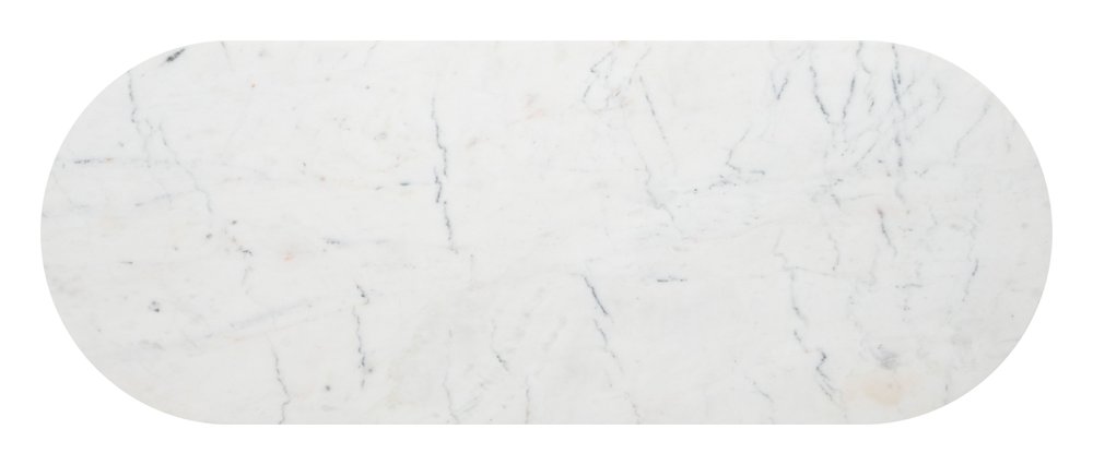 50" White and Brass Marble Oval Platform Console Table