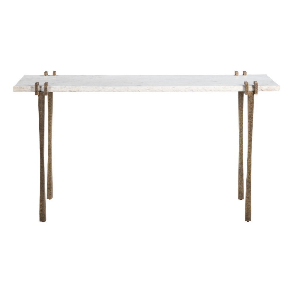 55" White and Bronze Marble Console Table