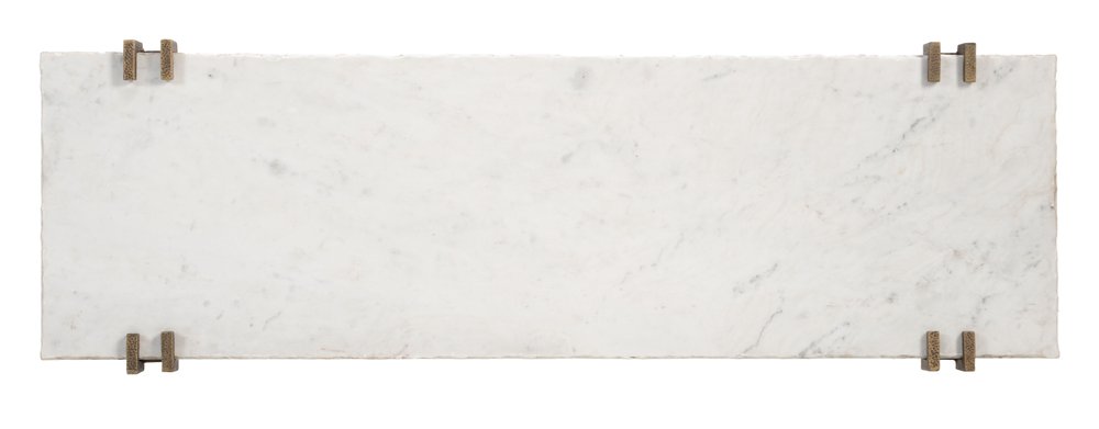 55" White and Bronze Marble Console Table