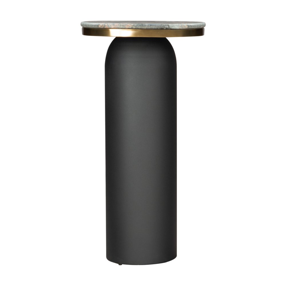 42" Black and Gold Marble Double Pedestal Console Table