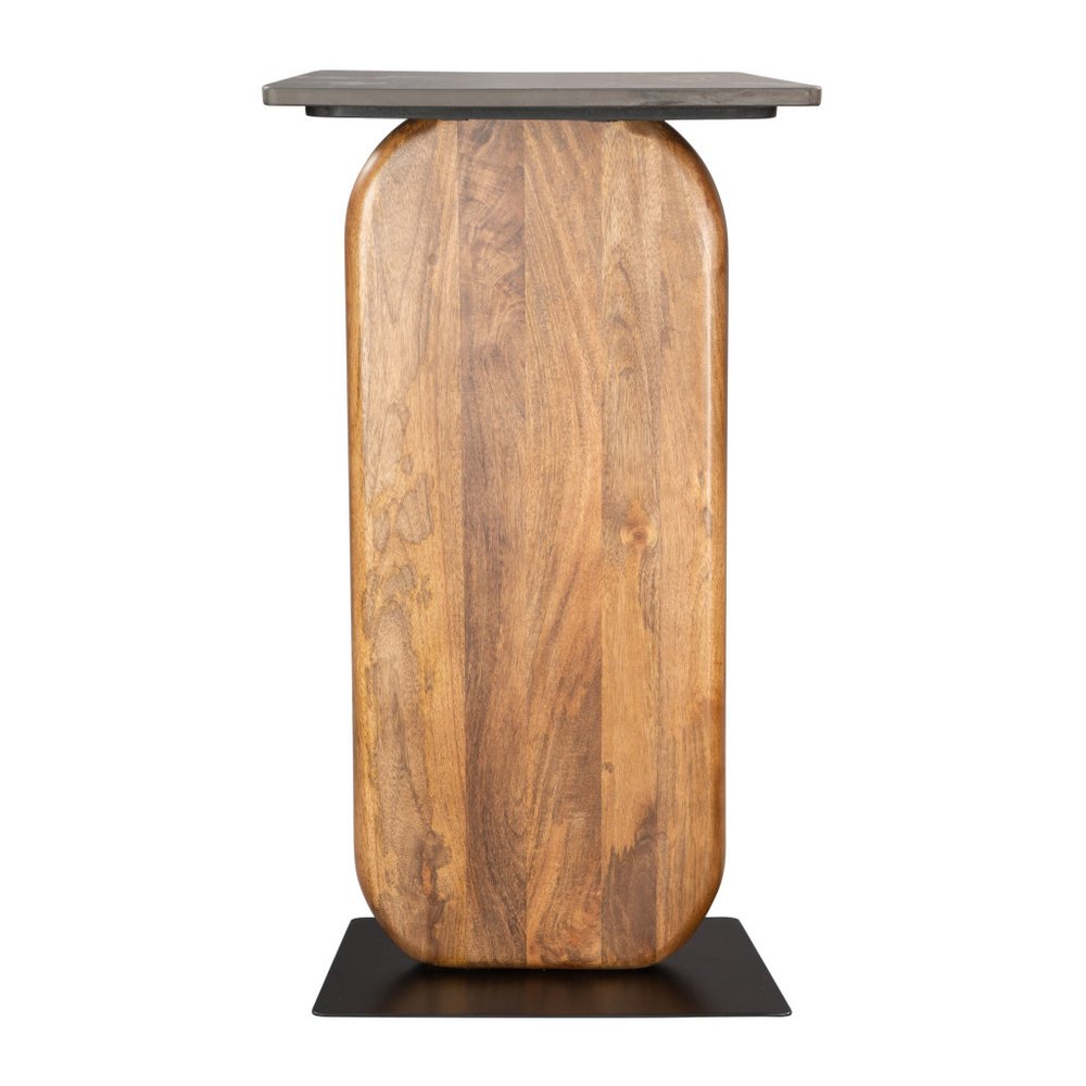 43" Black and Brown Marble and Wood Pedestal Console Table
