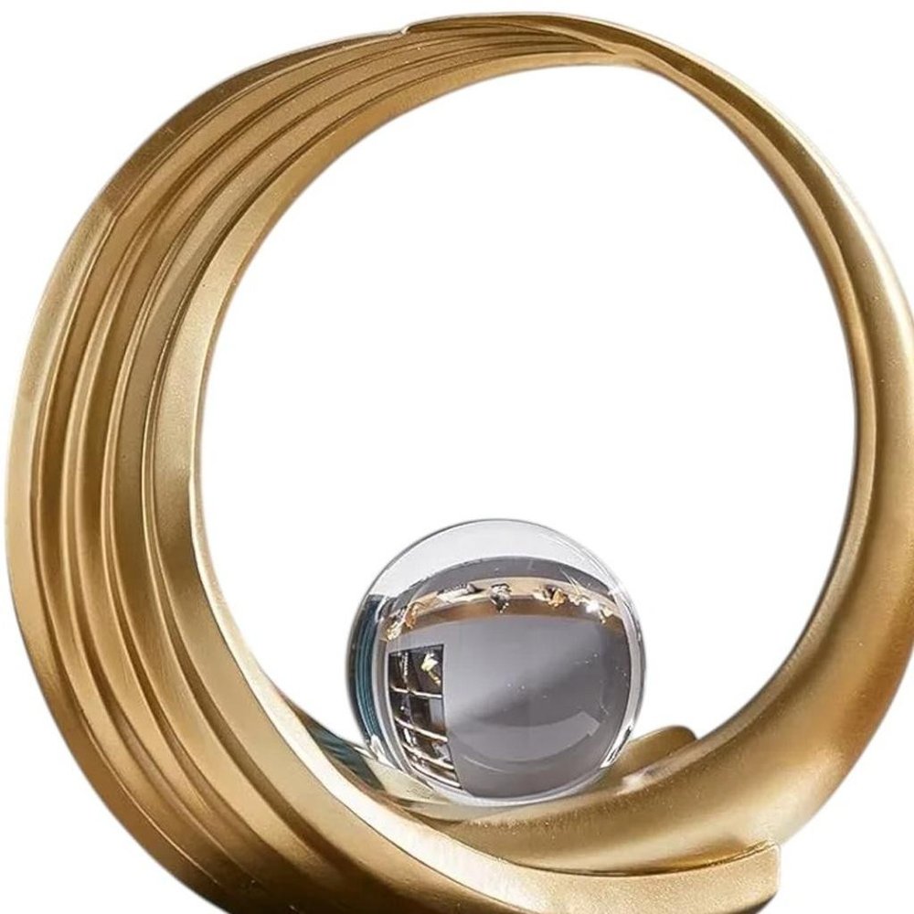 10" Gold Ring and Crystal Ball Sculpture