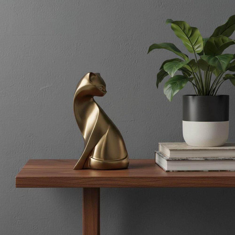 6" Bronze Resin Cat Figurine