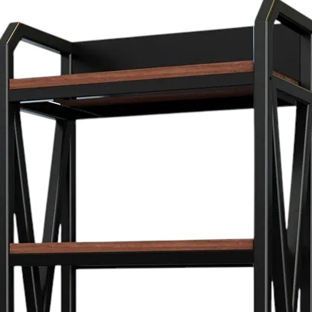 56" Black and Brown Industrial Bookshelf