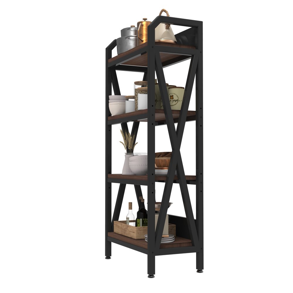 56" Black and Brown Industrial Bookshelf