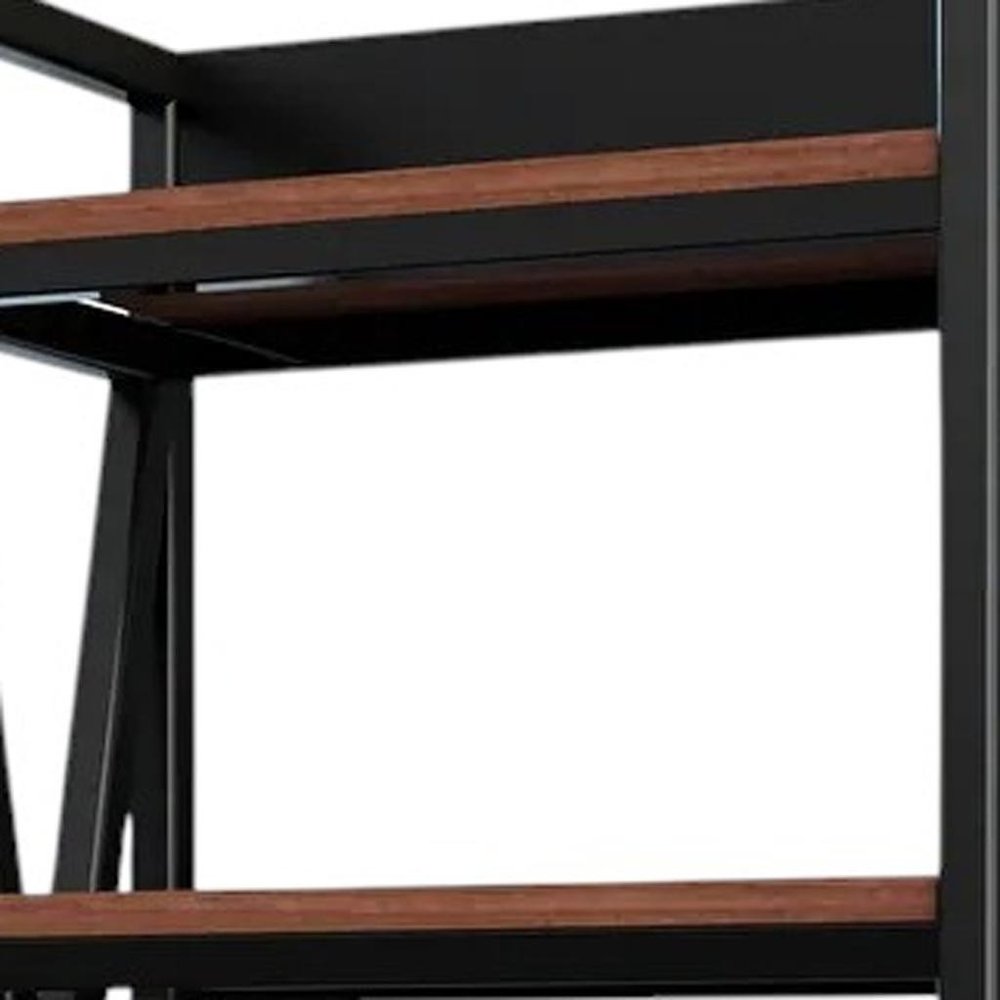 56" Black and Brown Industrial Bookshelf
