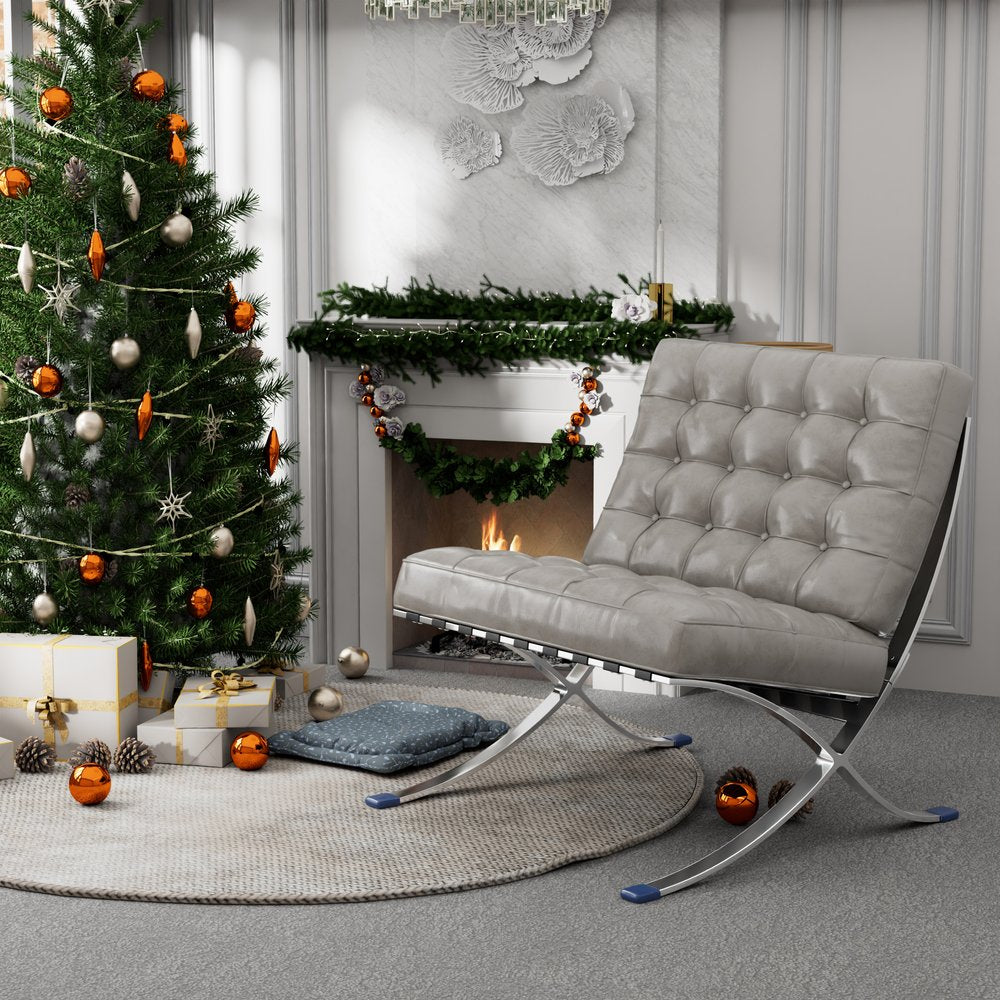 30" Tufted Faux Leather Contemporary Slipper Chair