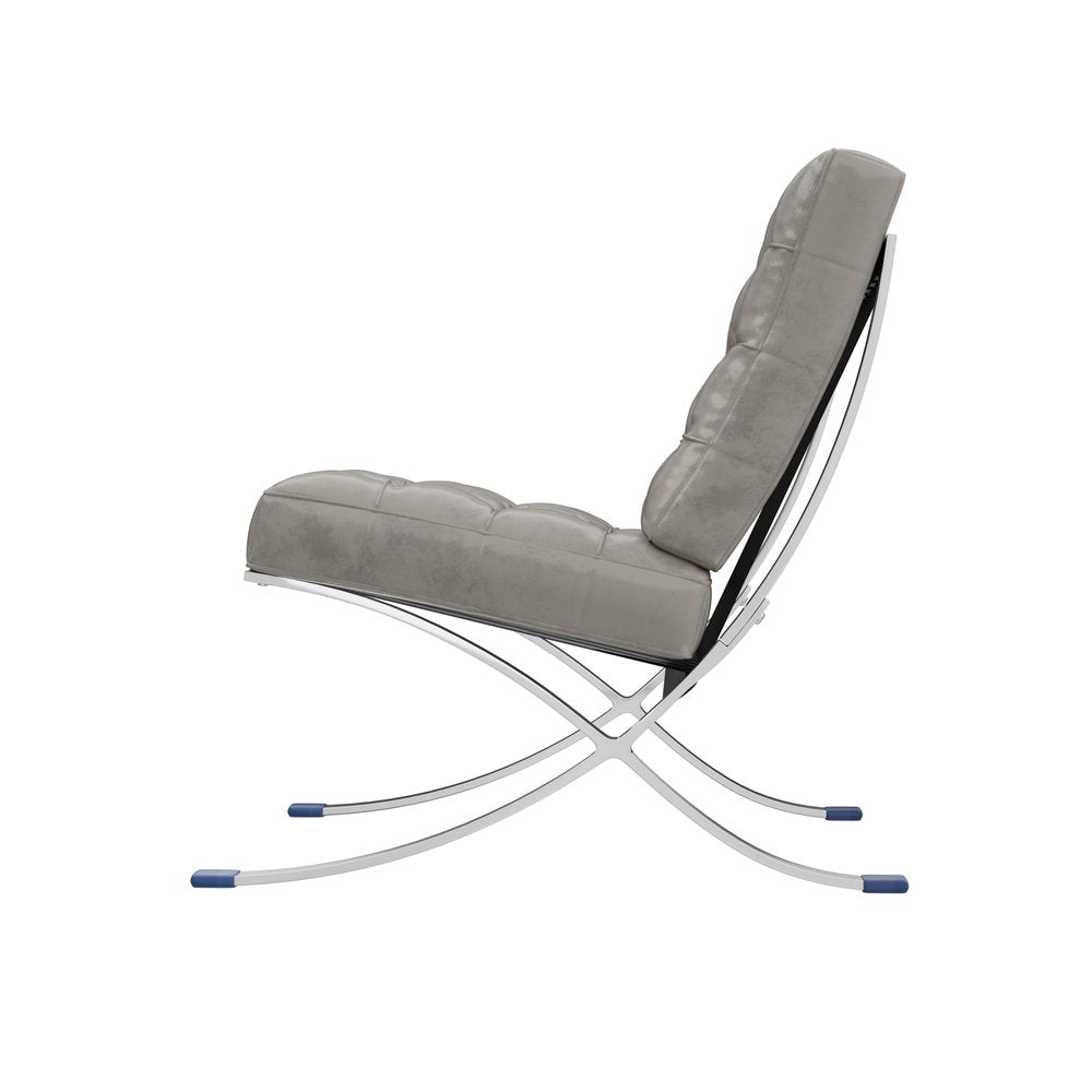 30" Tufted Faux Leather Contemporary Slipper Chair