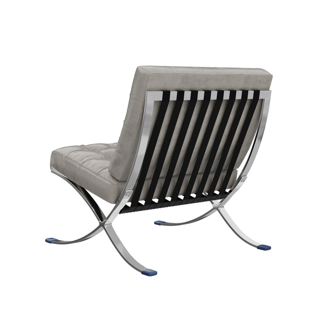 30" Tufted Faux Leather Contemporary Slipper Chair