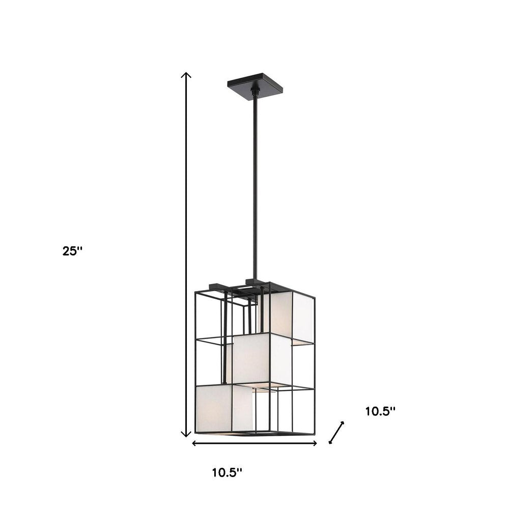 25" Black 4 Cube Cage Pendant Light
