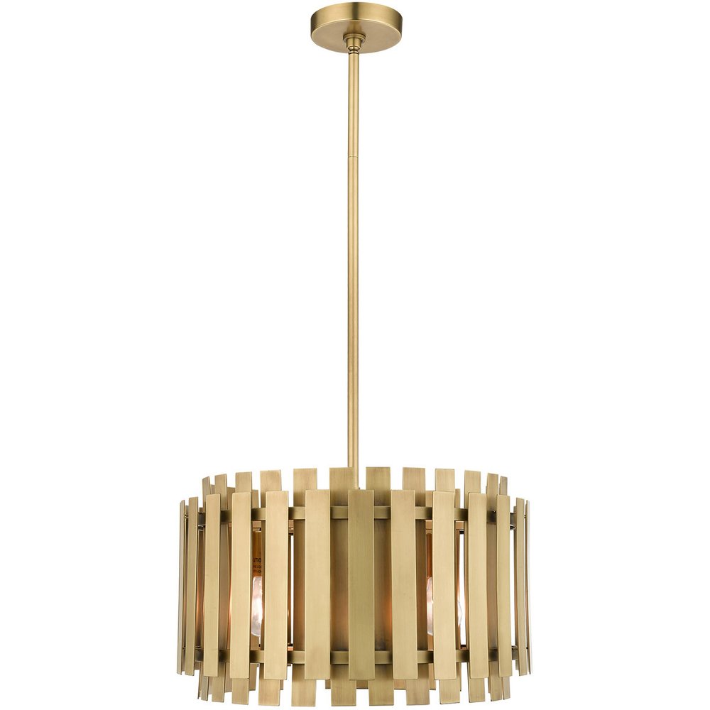 18" Brass Metal Drum Pendant Light