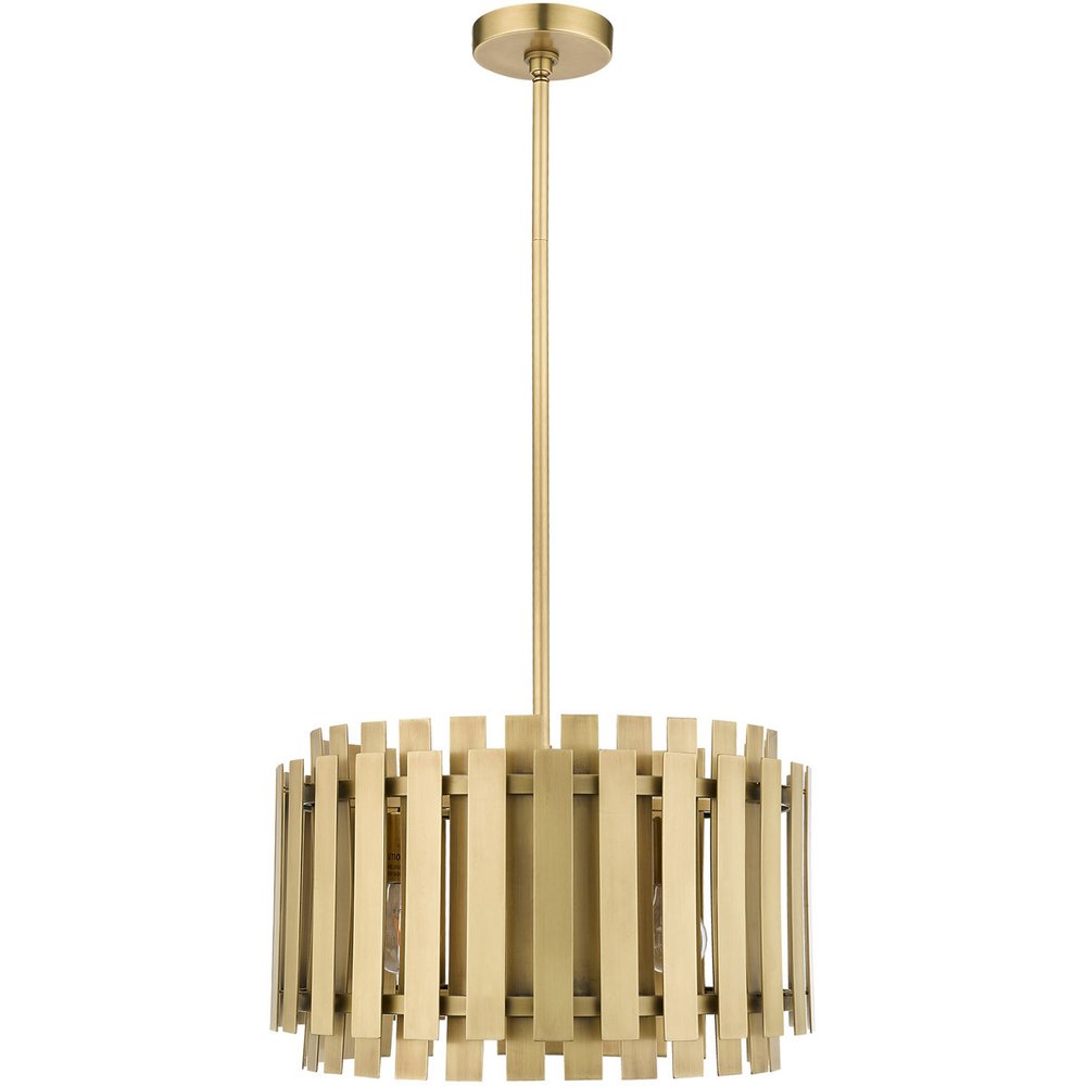 18" Brass Metal Drum Pendant Light