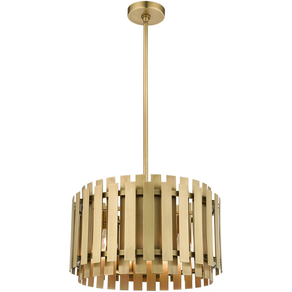 18" Brass Metal Drum Pendant Light
