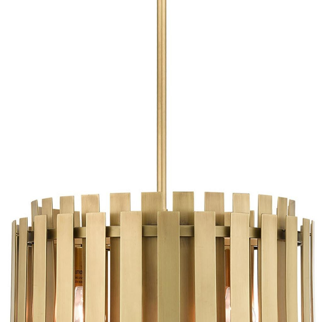 18" Brass Metal Drum Pendant Light