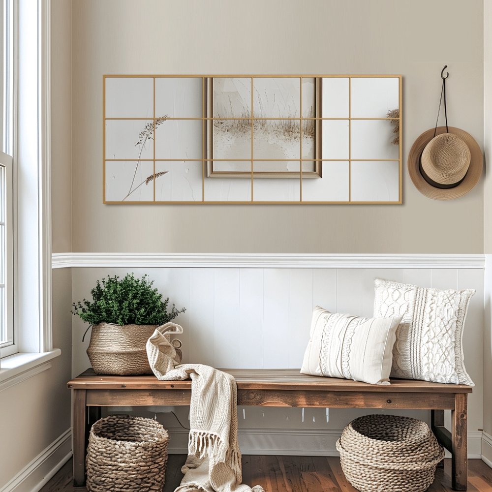 69" Gold Metal Pane Mirror