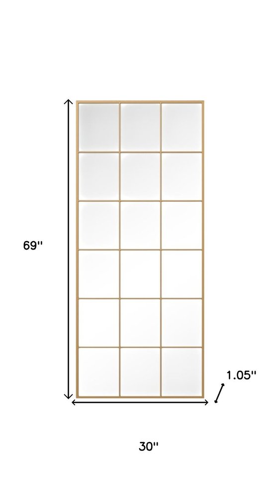 69" Gold Metal Pane Mirror