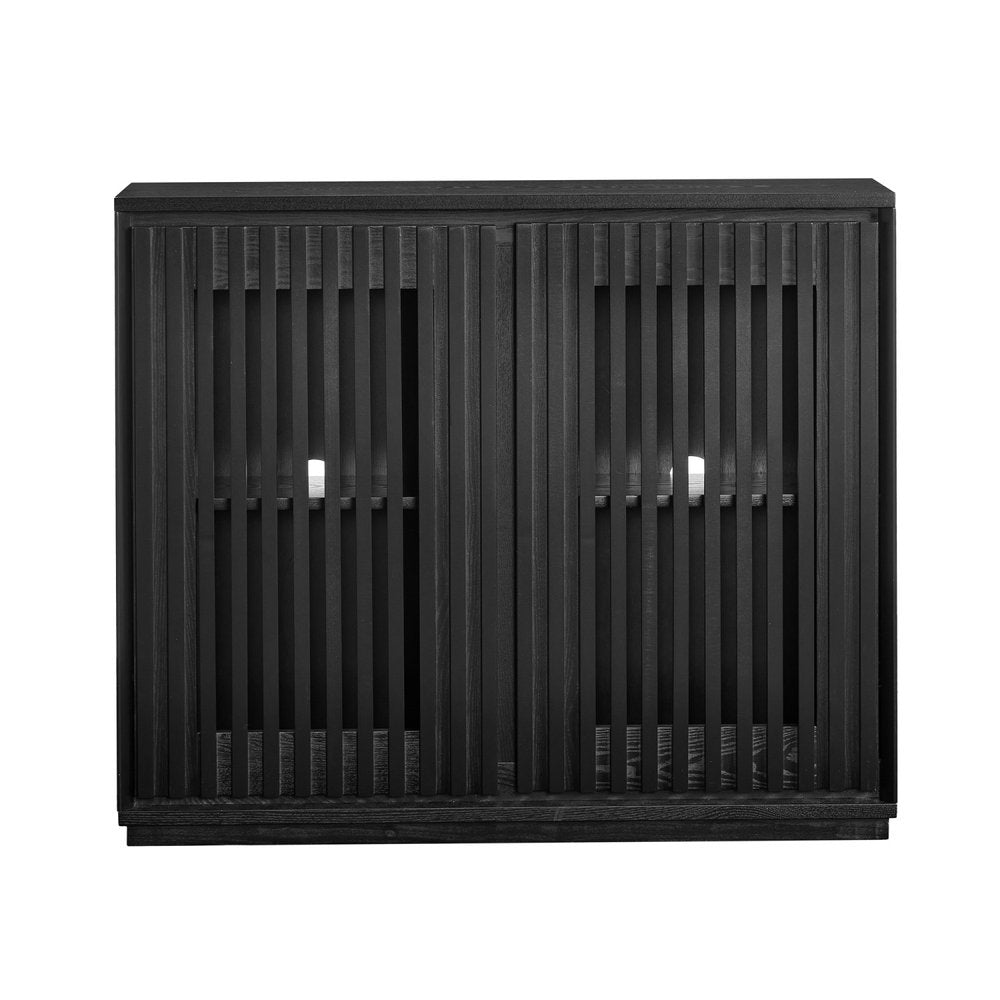 39" Black Fluted Wood Cabinet