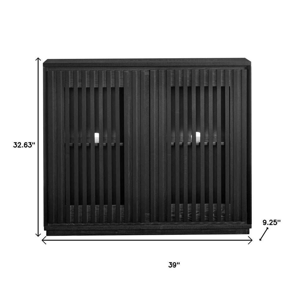 39" Black Fluted Wood Cabinet